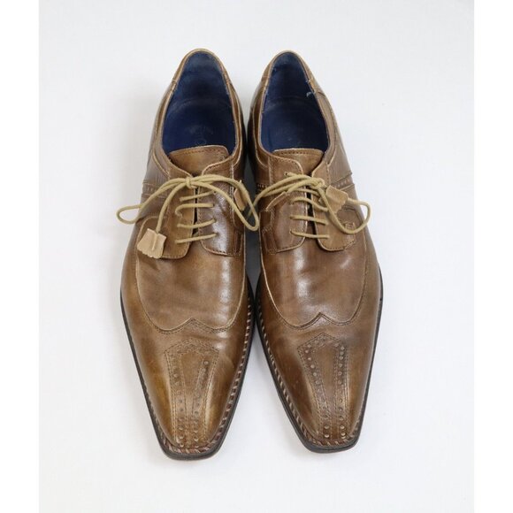 Passo Per Passo Brogues Leather Hand Made Italy Shoes Size 44 Wingtip Oxford - Picture 2 of 11